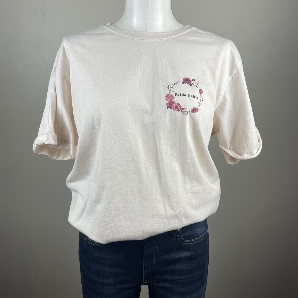 Frida Kahlo Women’s Pink L Retro Artsy Graphic Tee At The End Of The Day Quote